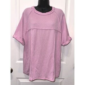 Blumin brand light pink ribbed knit short sleeve top